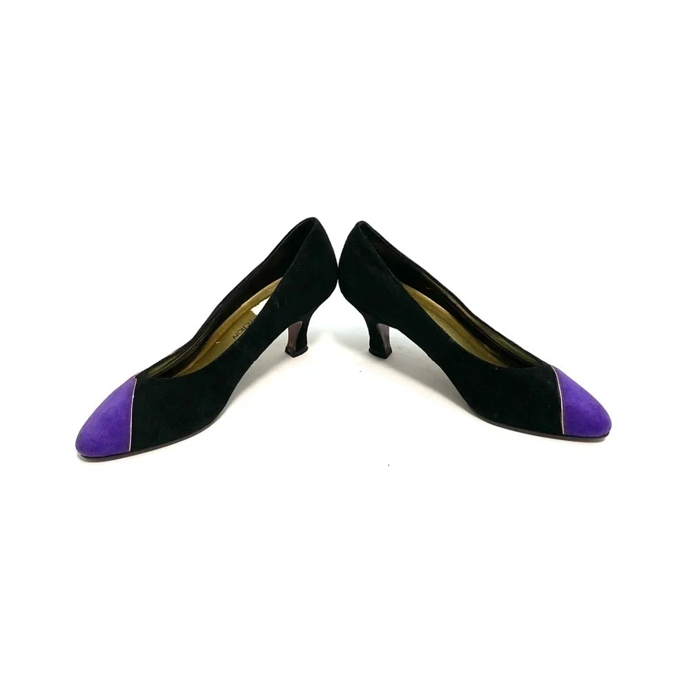 Vintage 1980s suede color block party heels